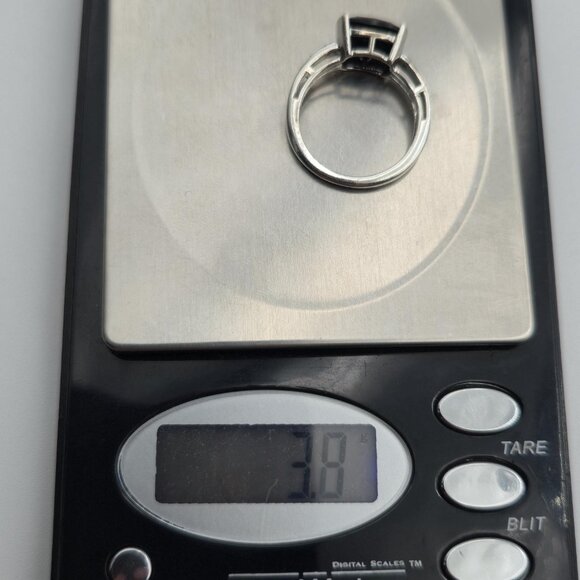 Size 8.5 Sterling Silver Faceted Black Onyx Gem Band Ring A4288 - Picture 9 of 9